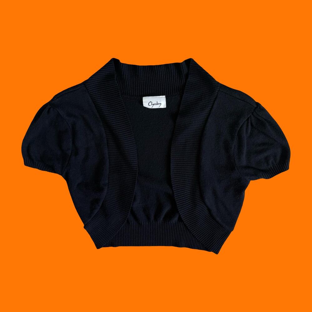 90's 00's vintage black cropped bolero twee y2k shrug LARGE Chelsey